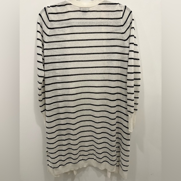 HALOGEN Open Style Linen Blend
Black White Striped Duster
Sweater Women Size Sm - Picture 6 of 9